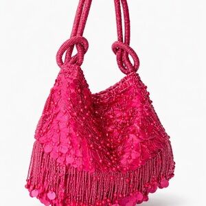 Handcrafted Beaded Pink Women’s Shoulder Bag